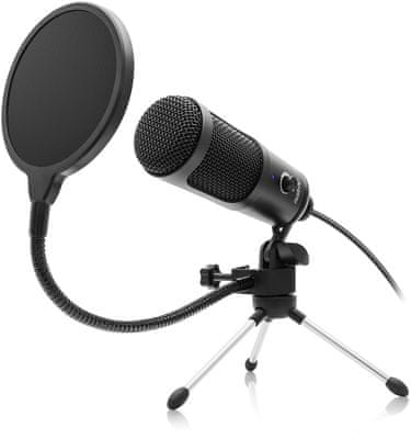 sodoben namizni mikrofon niceboy voice kardioidni usmerjeni karakteristični nadzor glasnosti enostavna povezava preko USB stativa stabilizirajoči kondenzatorski mikrofon primeren za podcaste intervjuji youtubery streaming