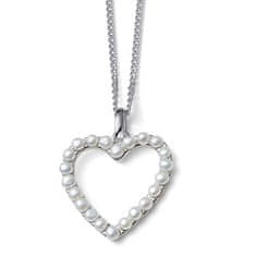 Oliver Weber Romantična srebrna ogrlica Pearl Heart Dive Pearl 61172 (verižica, obesek)