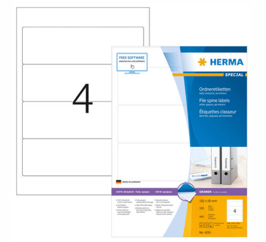 Herma Premium 4291 etikete, 192 x 59 mm, bele, 100/1