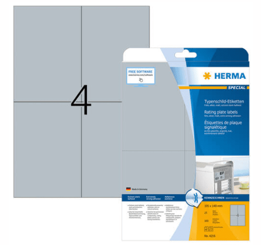 Herma Special 4216 etikete, 105 x 148 mm, srebrne, 25/1
