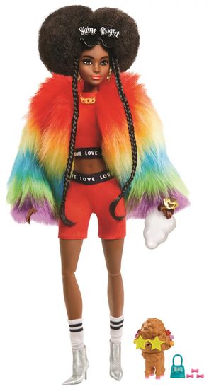 Mattel Barbie Extra v mavrični jakni