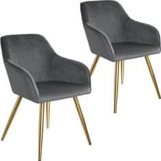 tectake 2 Marilyn Velvet-Look Chairs gold Temno siva/zlata