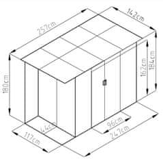 Rojaplast Chester A vrtna hiška, 184×257×142 cm, siva