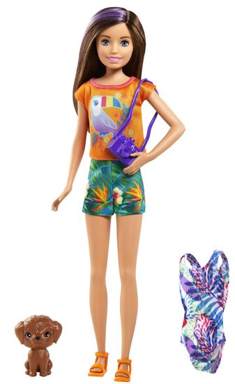 Mattel Barbie sestra s kopalkami in modrim kovčkom