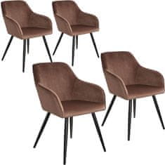 tectake 4 Marilyn Velvet-Look Chairs Rjava/črna