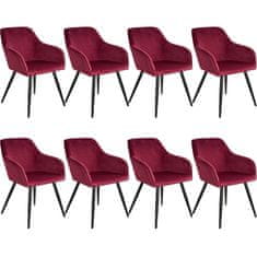 tectake 8 Marilyn Velvet-Look Chairs Bordo/črna