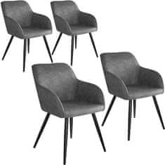 tectake 4 tekstilni stoli Marilyn Siva/črna
