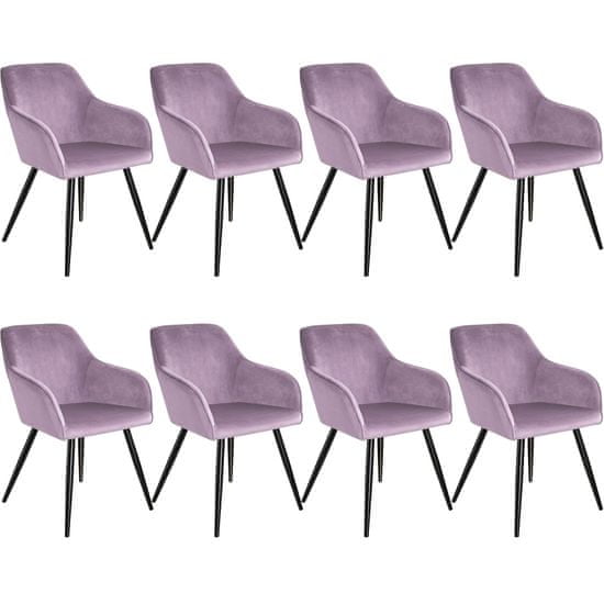 tectake 8 Marilyn Velvet-Look Chairs Vijolična/črna