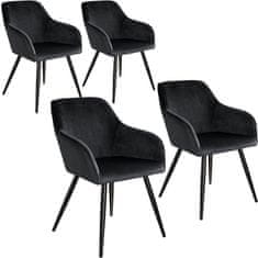 tectake 4 Marilyn Velvet-Look Chairs Črna