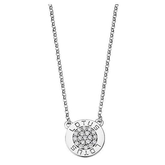 Lotus Silver Bleščeča srebrna ogrlica z prozornimi cirkoni za ženske LP1252-1 / 1