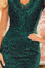 Numoco Ženska čipka obleko z izrezom Veže zelena XXL