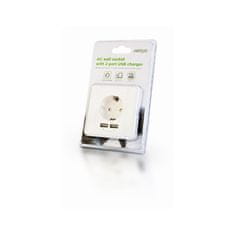 Energenie Podometna vtičnica 220V + 2x USB, 2.1A, bela