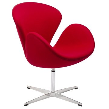 KINGHOME Fotelj SWAN WOOL PREMIUM rdeča - volna, jekleno ogrodje