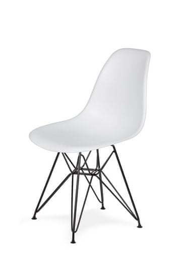 KINGHOME DSR BLACK stol bele barve.01 - kovinsko podnožje črne barve