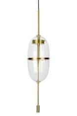 KINGHOME Obesna svetilka CHAPLIN 200 medenina LED, steklo