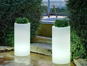 KINGHOME NEW GARDEN PALMA 70 SOLAR cvetlični lonec bele barve - LED, daljinski upravljalnik