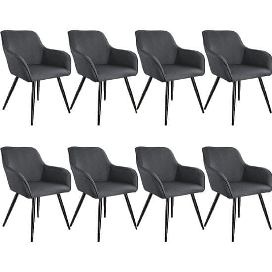 tectake 8 elegantnih stolov Marylin Temno siva/črna