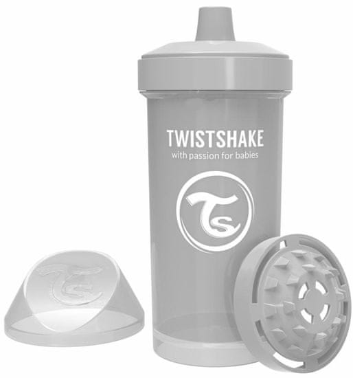 Twistshake steklenička za malčke 360ml 12+ m, pastelno siva