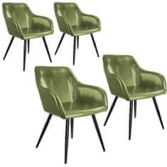 tectake 4 stoli iz umetnega usnja Marilyn Temno zelena/črna