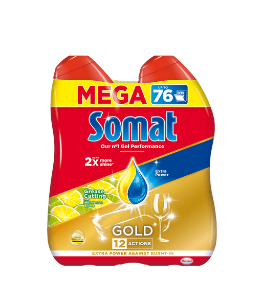 Somat Gold Gel Lemon&Lime gel za pomivalni stroj, 2 x 684 ml, 76 pranj