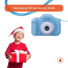 Sinnect fotoaparat za otroke, FHD, 1080p, moder + SD kartica, 32GB