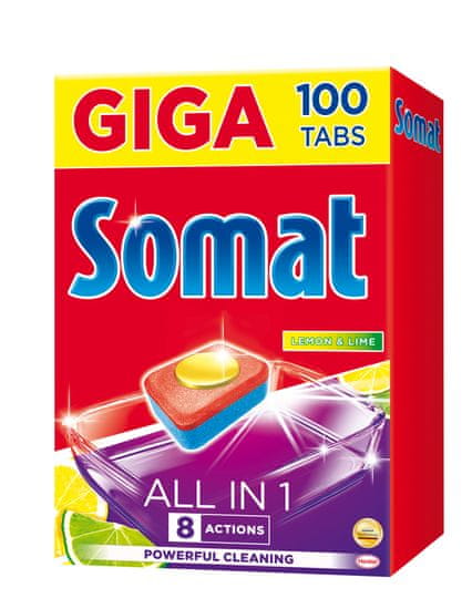 Somat All in One Lemon&Lime tablete za pralni stroj, 100 kosov