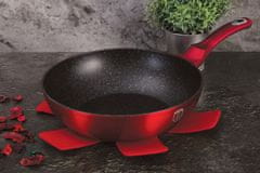 Berlingerhaus Ponev WOK s pokrovom z marmornato površino 28 cm Burgundija Metallic Line BH-1265