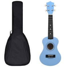 Greatstore Otroški ukulele soprano s torbo baby moder 21"