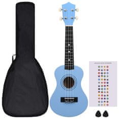 Vidaxl Otroški ukulele soprano s torbo baby moder 21"