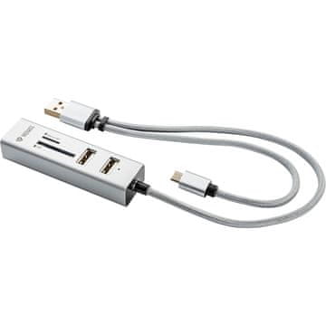 Yenkee Bralnik pomnilniških kartic YHC 102SR USB OTG COMBO HUB+Bralnik