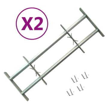 Vidaxl Nastavljive okenske rešetke 2 kosa 700-1050 mm