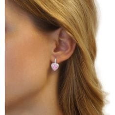 Silvego Srebrni uhani z rožnatimi srčki LPS0629EP