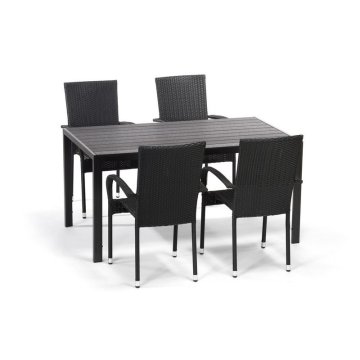 IWHOME Vrtni jedilni set VIGO L + 4x stoli MADRID antracit, iz aluminija