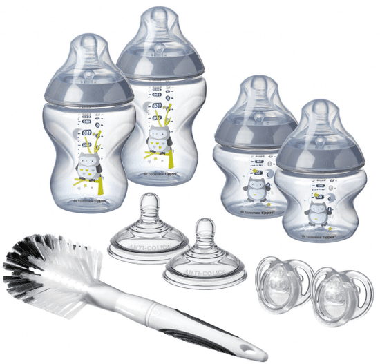Tommee Tippee komplet otroških stekleničk C2N s krtačko, za fantke
