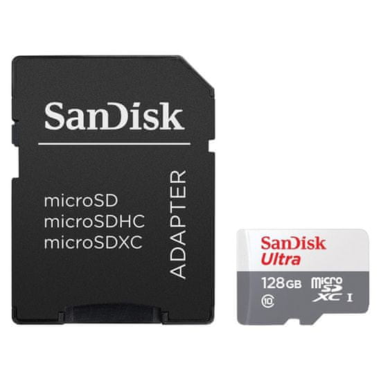 SanDisk Ultra microSDXC spominska kartica + adapter, 128 GB, UHS-I, C10