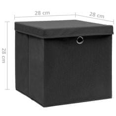 Greatstore Škatle s pokrovi 4 kosi 28x28x28 cm črne