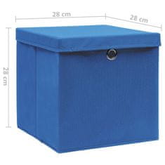 Greatstore Škatle s pokrovi 4 kosi 28x28x28 cm modre
