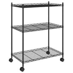 Vidaxl 3-nadstropni regal s kolesi 60x35x81 cm črn 150 kg