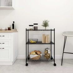 Vidaxl 3-nadstropni regal s kolesi 60x35x81 cm črn 150 kg