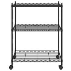Vidaxl 3-nadstropni regal s kolesi 60x35x81 cm črn 150 kg