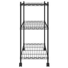 Vidaxl 3-nadstropni regal s kolesi 60x35x81 cm črn 150 kg