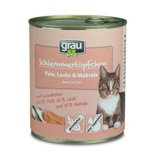 Grau konzerva za mačke, puran & losos & skuša, brez žit, 800 g