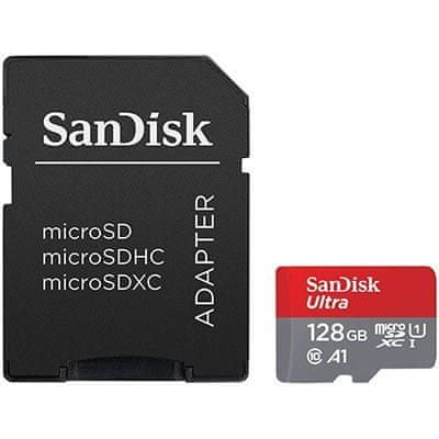 SanDisk Ultra microSDXC spominska kartica, 128 GB + SD adapter