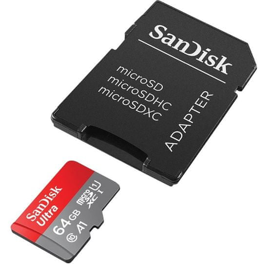 SanDisk Ultra microSDXC spominska kartica + SD adapter, 64 GB