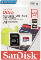 SanDisk Ultra microSDXC spominska kartica, 400 GB + SD adapter