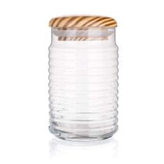 eoshop PASABAHCE Stekleni kozarec z lesenim pokrovom BABYLON 1,1 l, komplet 4 kosov