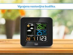 Trevi ME 3165 RC brezžična vremenska postaja, barvni zaslon, 2x alarm, radijska ura