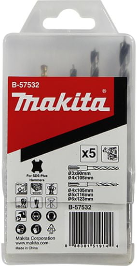 Makita 5-delni set svedrov za kovino in les SDS-Plus B-57532