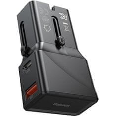 BASEUS PPS QType-C potovalni polnilec + USB 18W, QC (EU / US / UK / AU), črn (CCTY-01)