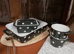 Isabelle Rose Keramična posoda za maslo ali pekač s pokrovom in pikami v črni barvi